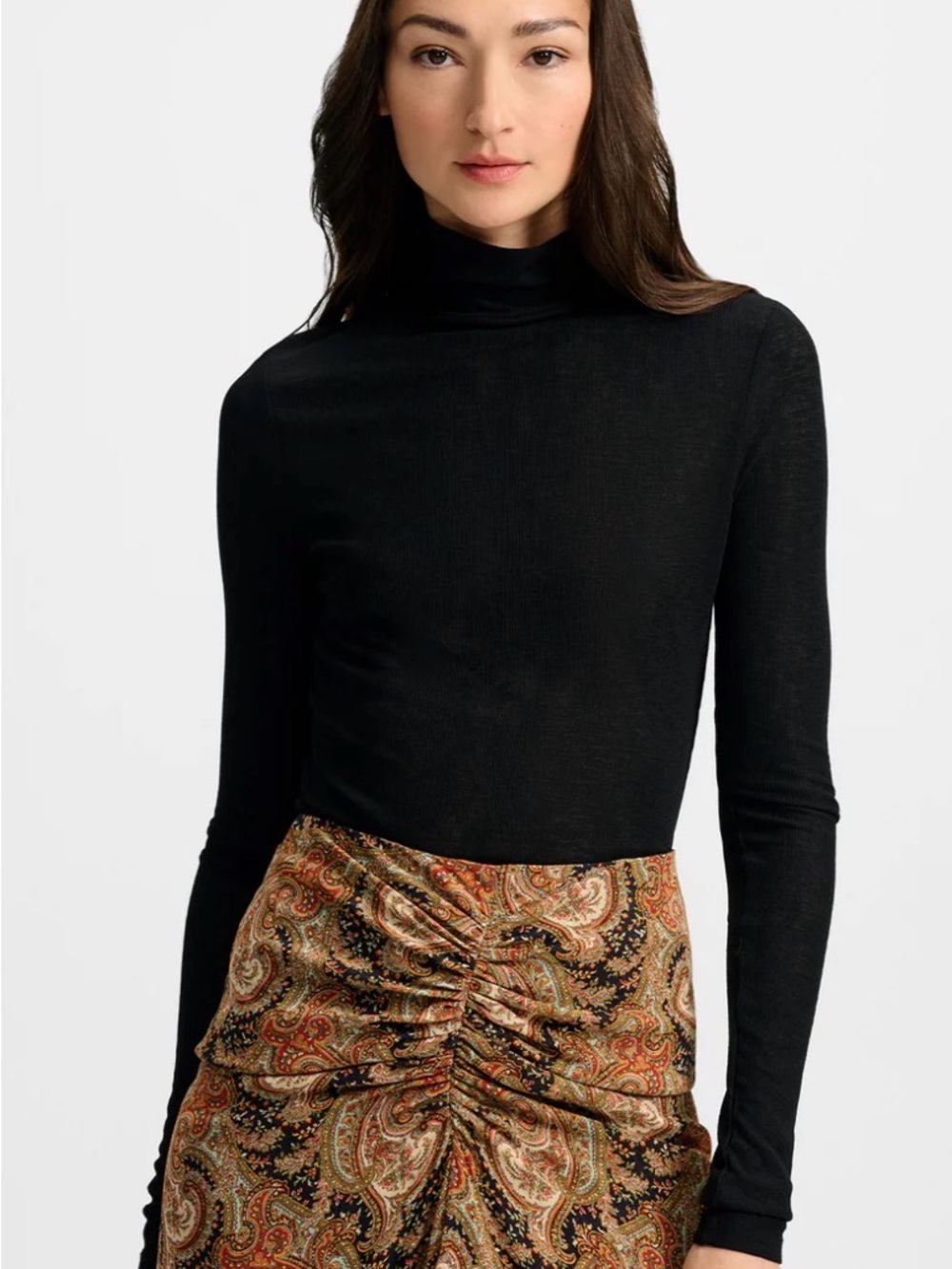 Veronica Beard Black Turtleneck Long Sleeve Top Wyeth Ribbed Turtleneck Top